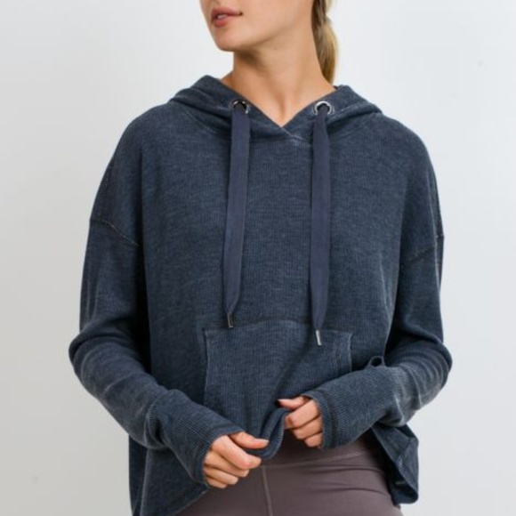 Mono B Tops - Waffle fabric Hoodie